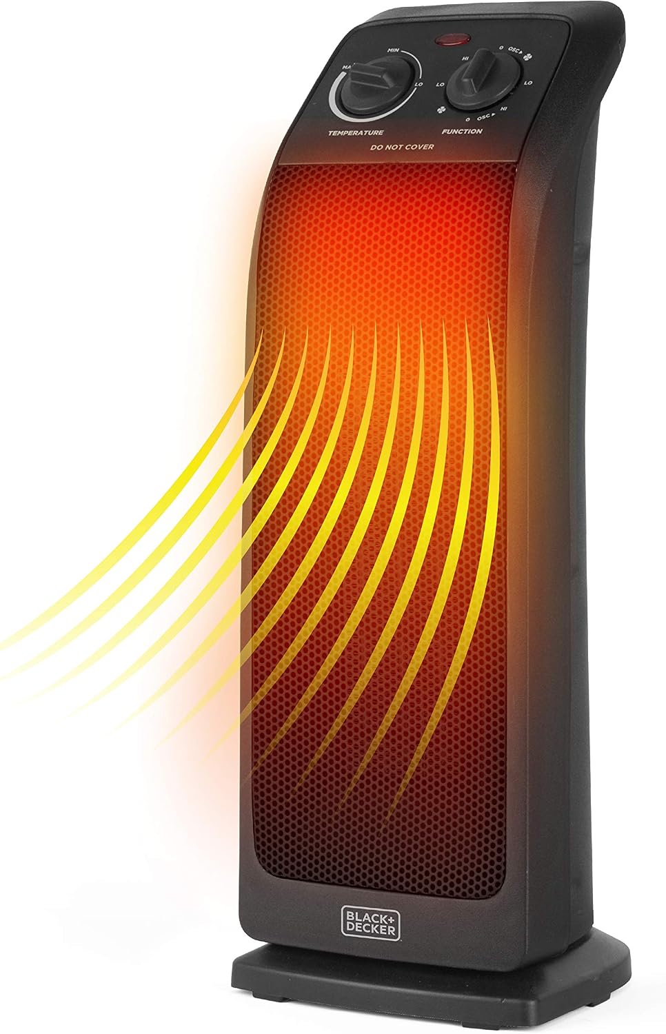 BLACK+DECKER Oscillating Ceramic Tower Heater, 1500 Watts, BHTC571, Black