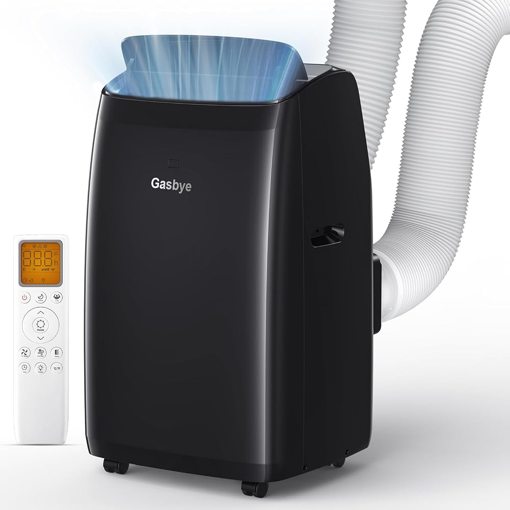 Gasbye Dual Hose Portable Air Conditioner, [2026 Upgraded] Full DC Inverter Compressor, Energy-Saving 13.6 CEER, Low Noise (45dB), Cools Room up to 500 Sq.Ft., Backlit Remote Control, 14,000BTU, Black