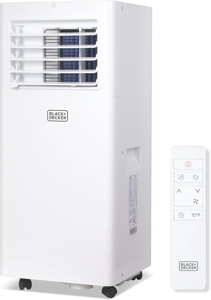 BLACK+DECKER Portable Air Conditioner, 8,500 BTU, BPACT05SM, White | 5,100 BTU SACC for Rooms Up To 350 Sq. Ft., 3-in-1 Portable AC, Fan and Dehum with Full Function Remote Control & Window Kit