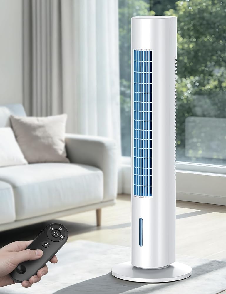 Windowless Portable Air Conditioners, 35" Evaporative Air Cooler w/3 Speeds&3 Modes, 25ft Remote&Smart Timer, 120°Oscillating Portable AC Unit, Swamp Cooler Air Conditioner for Bedroom Indoor