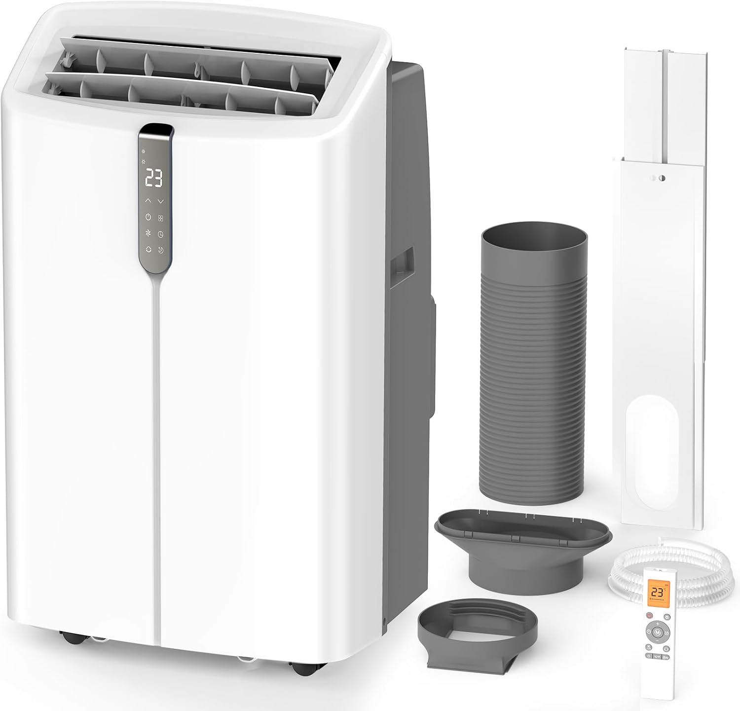 14000 BTU Smart Portable Air Conditioners, AC Unit Cools up to 750 sq. ft, Cooling, Dehumidifier & Fan, Auto Evaporation, Touchscreen, Silent Sleep Mode Portable AC with Remote & Ventilation Kit